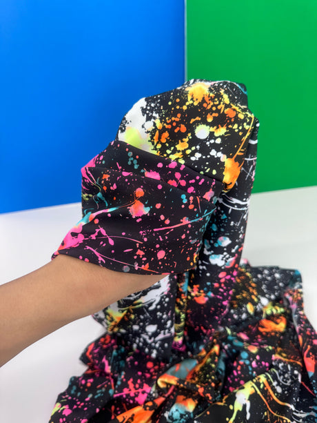 Printed Nylon Spandex Color Splash Rainbow