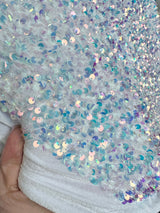 Stretch Sequin on Velvet White