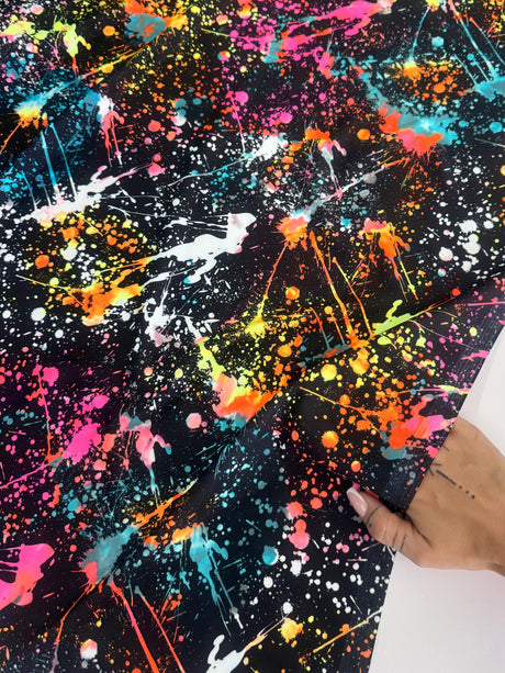 Printed Nylon Spandex Color Splash Rainbow