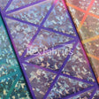 Laser Tag Holo Nylon Spandex Fabric - Mosaic Hologram, Tie Dye Multi, Purple Pink, Pink Orange, 58/60" Width (1 Yard)