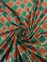 Red And Green Diamond Mystique Spandex Fabric - Red And Green Diamond Pattern, 60" Width (1 Yard)
