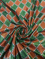 Red And Green Diamond Mystique Spandex Fabric - Red And Green Diamond Pattern, 60" Width (1 Yard)