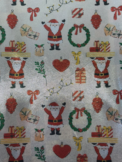 1 Yard Jolly Santa Red Mystique Stretch Spandex Fabric for Christmas Costumes and Dancewear