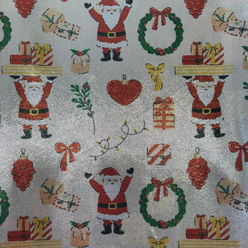 Jolly Santa Mystique Spandex Fabric - Printed Holiday Santa, 60" Width (1 Yard)