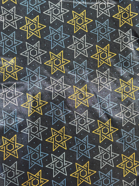 Star Of David Mystique Spandex Fabric - Metallic Star Of David Pattern, 60" Width (1 Yard)