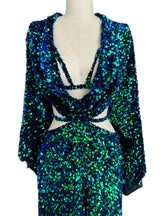 Iridescent Emerald Sequin Velvet