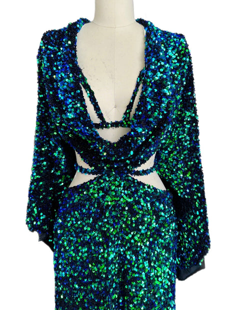 Iridescent Emerald Sequin Velvet