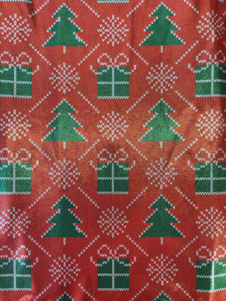 Christmas Print Mystique Spandex Fabric - Holiday Print, 60" Width (1 Yard)