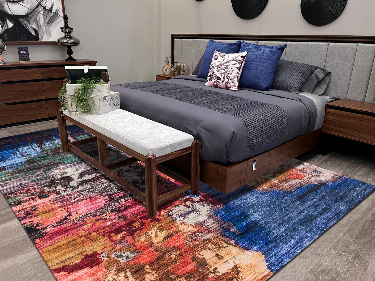 Shah-20 Polyester Fabric - Foldable Anti-Slip Area Rug, Machine Made, 5' X 8' (1 Piece)
