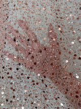 Stretch Sequin Pearl Beaded Mesh Blush Pink