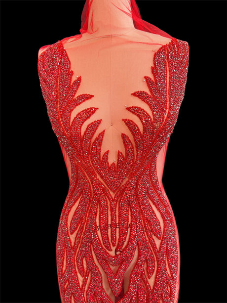 Red Rhinestone Bodice Applique