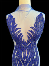 Royal Blue Rhinestone Bodice Applique