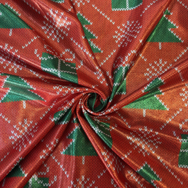 Christmas Print Mystique Spandex Fabric - Holiday Print, 60" Width (1 Yard)
