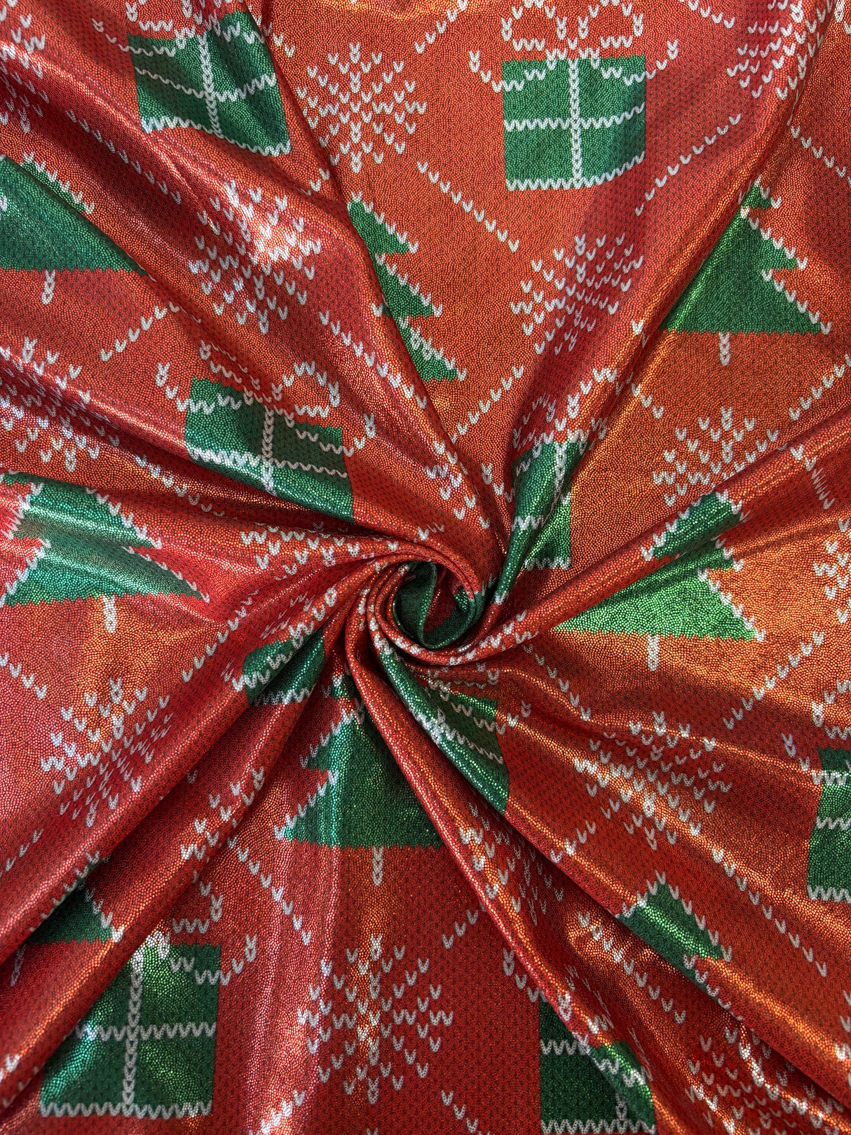 Christmas Print Mystique Spandex Fabric - Holiday Print, 60" Width (1 Yard)