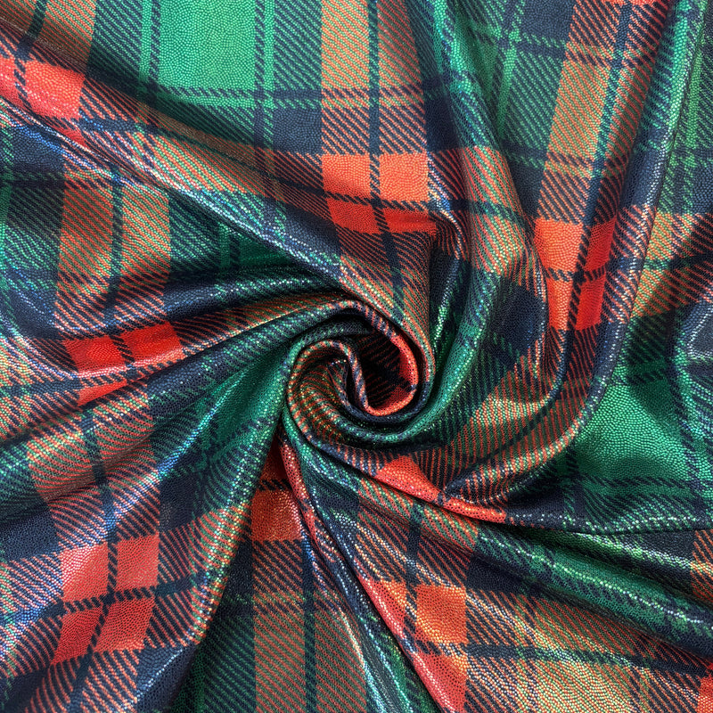Red And Green Plaid Mystique Spandex Fabric - Red And Green Plaid, 36" X 60" (1 Yard)