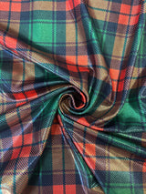 Red And Green Plaid Mystique Spandex Fabric - Red And Green Plaid, 36" X 60" (1 Yard)
