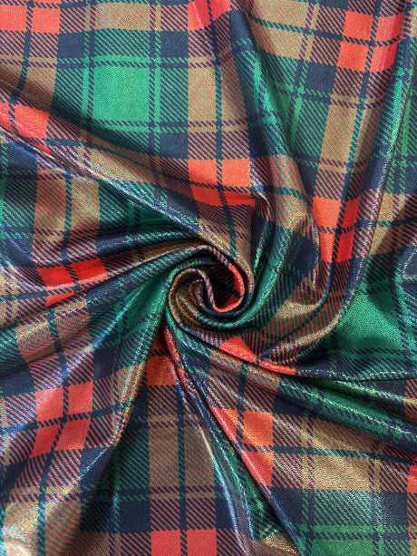 Red And Green Plaid Mystique Spandex Fabric - Red And Green Plaid, 36" X 60" (1 Yard)