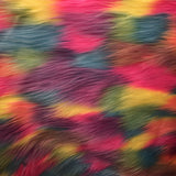 Pastel Rainbow Patchwork Faux Fur Fabric - Multicolor Patchwork, 60" Width (1 Yard)