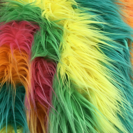 Multicolor Curly Long Pile Faux Fur Fabric - 100 Percent Polyester Fabric, Multicolor Curly Texture, 60" Width, 1.5-2" Pile Length (1 Yard)