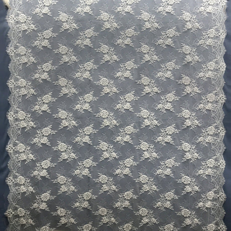 Beaded Chantilly Lace Fabric with Eyelash Scallop