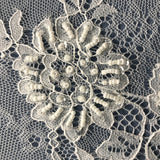 3 Yards Beaded Chantilly Embroidered Lace Fabric with Eyelash Scallop