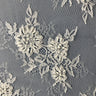 Beaded Chantilly Embroidered Lace Fabric - Eyelash Scallop, Ivory/Off White, 58" Width (3 Yards)