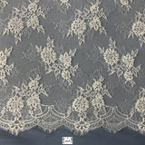3 Yards Beaded Chantilly Embroidered Lace Fabric with Eyelash Scallop