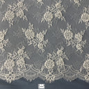 Beaded Chantilly Embroidered Lace Fabric - Eyelash Scallop, Ivory/Off White, 58" Width (3 Yards)