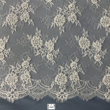 Beaded Chantilly Lace Fabric with Eyelash Scallop