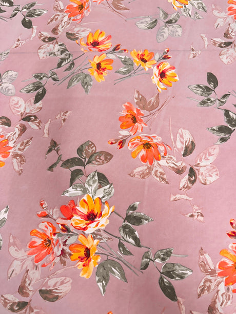 Printed Satin Mauve Floral