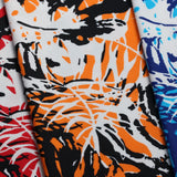 Tropic Fever Nylon Spandex Fabric - 4-Way Stretch, Black Palm Leaf Print, 58/60" Width (1 Yard)
