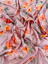 Printed Satin Mauve Floral