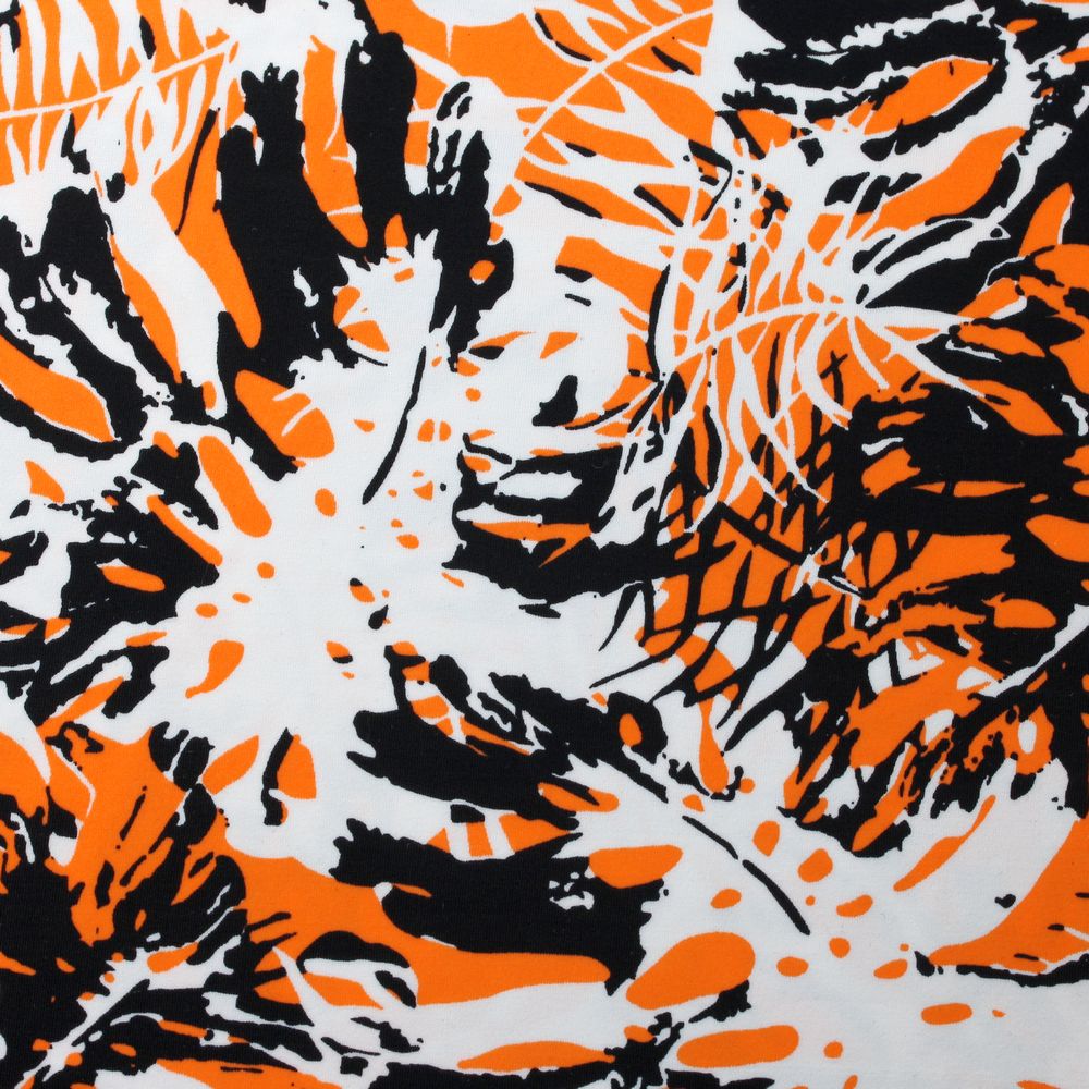 Tropic Fever Nylon Spandex Fabric - 4-Way Stretch, Black Palm Leaf Print, 58/60" Width (1 Yard)