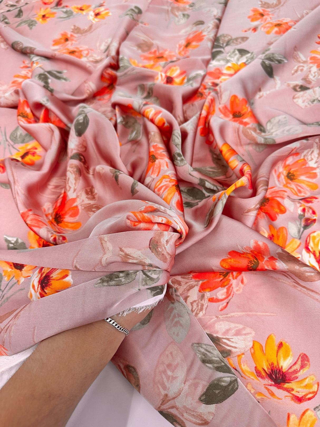 Printed Satin Mauve Floral