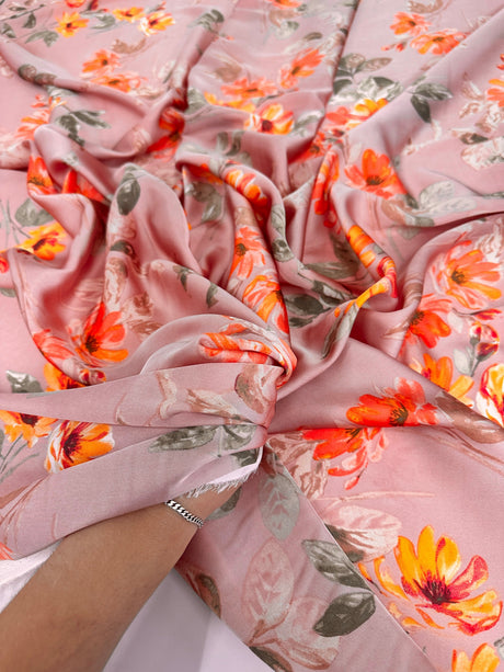 Printed Satin Mauve Floral