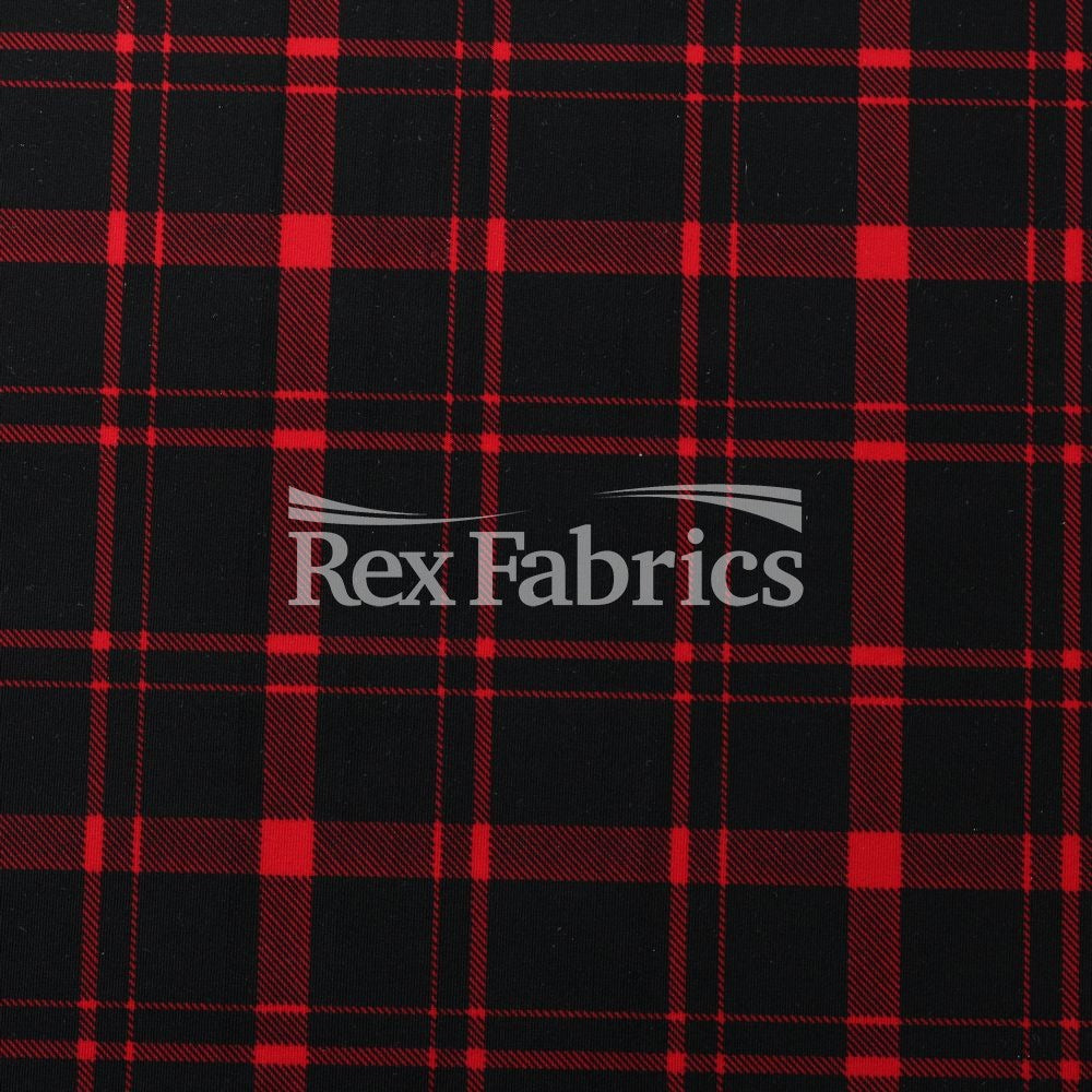 Perfect Plaid Nylon Spandex Fabric - Tartan Plaid Print, Multiple Colors On Black, 58/60" Width, 200 GSM, 4-Way Stretch (1 Yard)