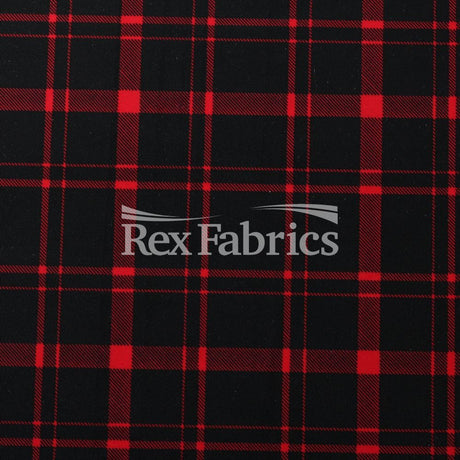 Perfect Plaid Nylon Spandex Fabric - Tartan Plaid Print, Multiple Colors On Black, 58/60" Width, 200 GSM, 4-Way Stretch (1 Yard)