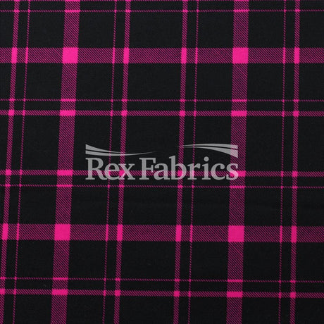 Perfect Plaid Nylon Spandex Fabric - Tartan Plaid Print, Multiple Colors On Black, 58/60" Width, 200 GSM, 4-Way Stretch (1 Yard)
