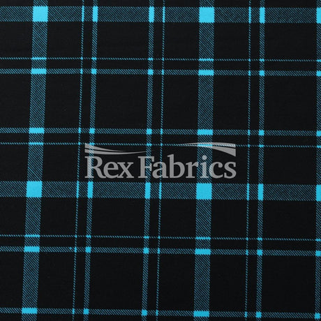 Perfect Plaid Nylon Spandex Fabric - Tartan Plaid Print, Multiple Colors On Black, 58/60" Width, 200 GSM, 4-Way Stretch (1 Yard)