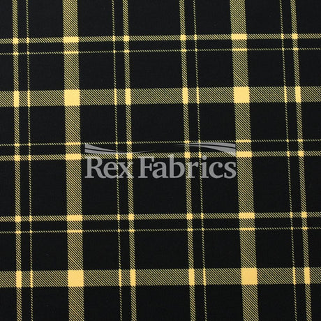 Perfect Plaid Nylon Spandex Fabric - Tartan Plaid Print, Multiple Colors On Black, 58/60" Width, 200 GSM, 4-Way Stretch (1 Yard)