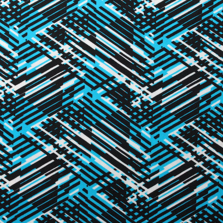 Hyperactive Nylon Spandex Fabric - Geometric Abstract Print, Lime/Black, Turquoise/Black, Yellow/Black, Coral/Black, Purple/Black, 58/60" Width (1 Yard)