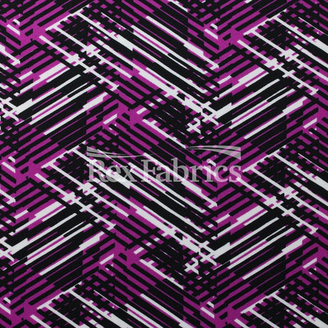 Hyperactive Nylon Spandex Fabric - Geometric Abstract Print, Lime/Black, Turquoise/Black, Yellow/Black, Coral/Black, Purple/Black, 58/60" Width (1 Yard)