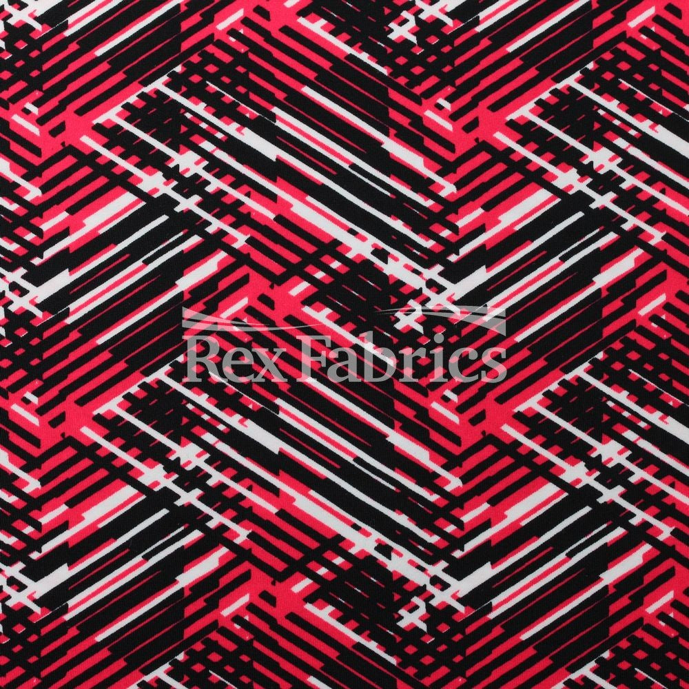 Hyperactive Nylon Spandex Fabric - Geometric Abstract Print, Lime/Black, Turquoise/Black, Yellow/Black, Coral/Black, Purple/Black, 58/60" Width (1 Yard)