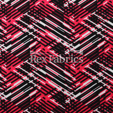 Hyperactive Nylon Spandex Fabric - Geometric Abstract Print, Lime/Black, Turquoise/Black, Yellow/Black, Coral/Black, Purple/Black, 58/60" Width (1 Yard)