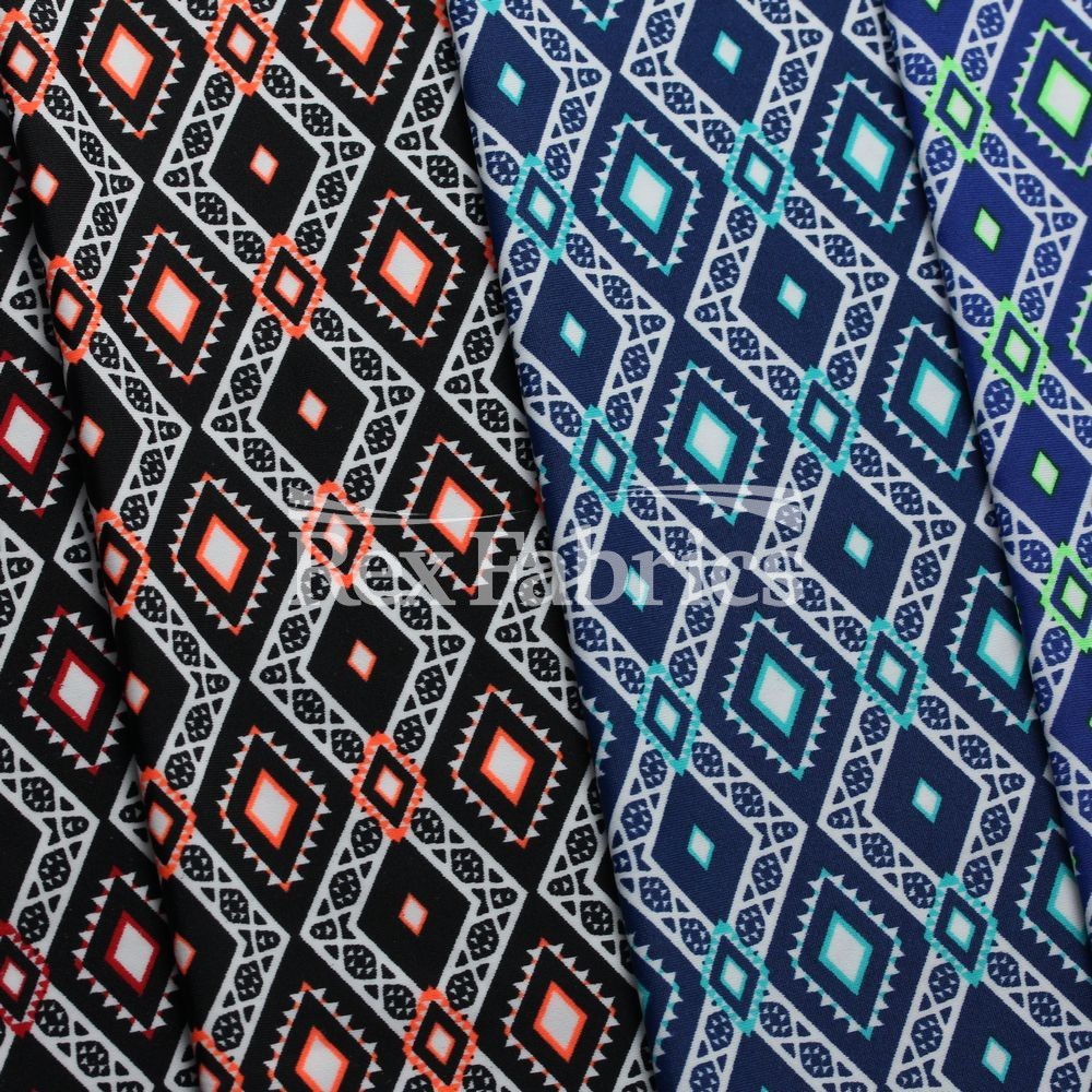 Nomad Nylon Spandex Fabric - Neon Diamond Geometric Print, 58/60" Width (1 Yard)