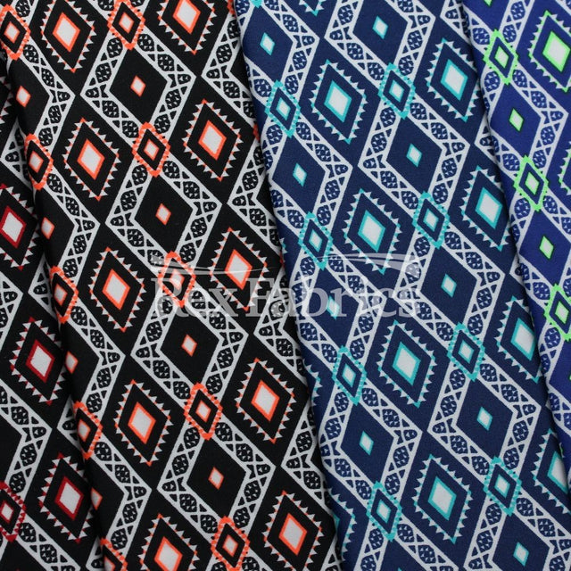 Nomad Nylon Spandex Fabric - Neon Diamond Geometric Print, 58/60" Width (1 Yard)