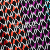 Neo Geo Nylon Spandex Fabric - Black/Neon Geometric Diamond Print, 58/60" Width (1 Yard)