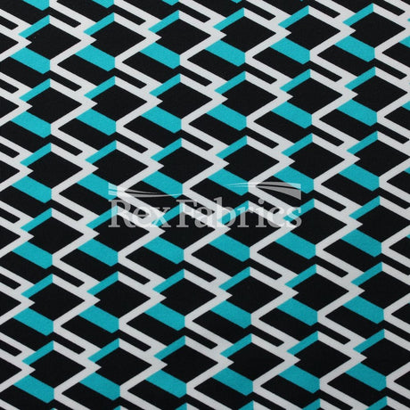 Neo Geo Nylon Spandex Fabric - Black/Neon Geometric Diamond Print, 58/60" Width (1 Yard)