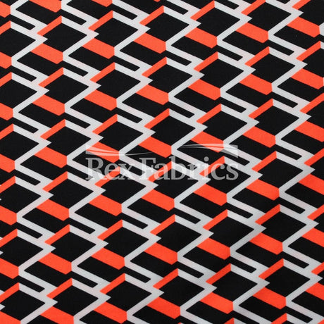 Neo Geo Nylon Spandex Fabric - Black/Neon Geometric Diamond Print, 58/60" Width (1 Yard)