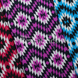 Krystal Nylon Spandex Fabric - 4-Way Stretch, Geometric Diamond Print, Midnight Gypsy/Black Turquoise/Raspberry Black, 58/60" Width (1 Yard)